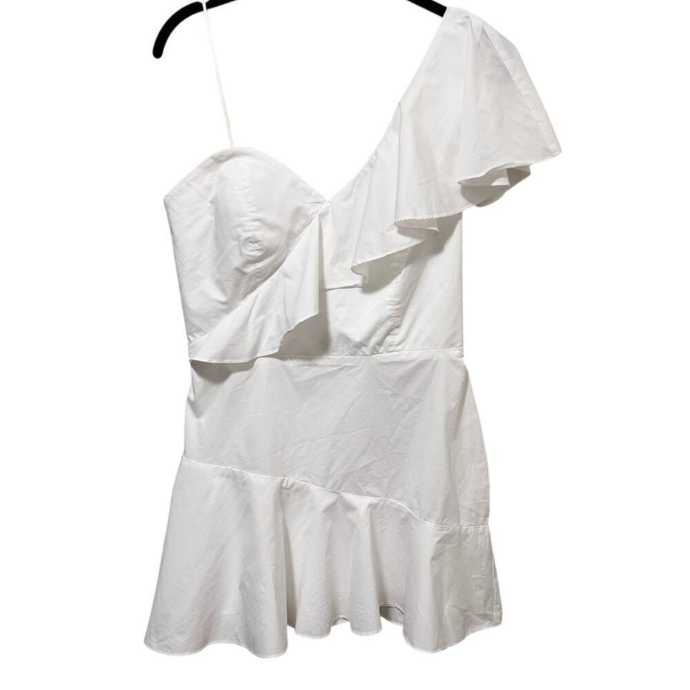 Amanda Uprichard Vanderbilt Ruffled One-Shoulder Mini Dress M White Bridal - Picture 2 of 8